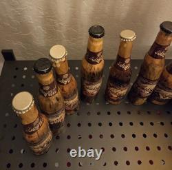11 Handmade Wood Carved 2008 Lakemaid Beer Bottle Lot Rustic Folk Art Cabin
