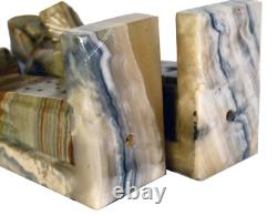11 Retro Hand Carved Onyx Monks Pair Bookends Religious Folk Art Handmade Stone