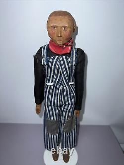 11 Vintage Wooden Appalachian'Poppet' 1930-40 Hand Carved Wood Folk Art Sa