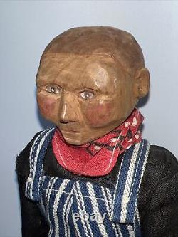 11 Vintage Wooden Appalachian'Poppet' 1930-40 Hand Carved Wood Folk Art Sa
