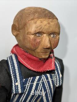 11 Vintage Wooden Appalachian'Poppet' 1930-40 Hand Carved Wood Folk Art Sa