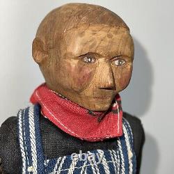 11 Vintage Wooden Appalachian'Poppet' 1930-40 Hand Carved Wood Folk Art Sa