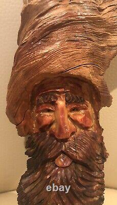 12 Gnome Wood Spirit Tree Hand Carved Pine Knot By Nc Artist J. D. Price