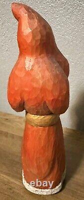 12 Hand Carved Painted Folk Art Santa Sculpture Artist Signed JF Christmas 1993