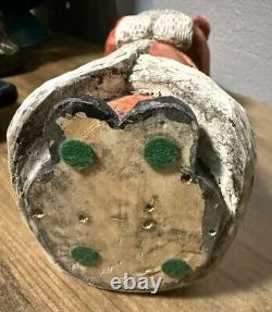 12 Hand Carved Painted Folk Art Santa Sculpture Artist Signed JF Christmas 1993