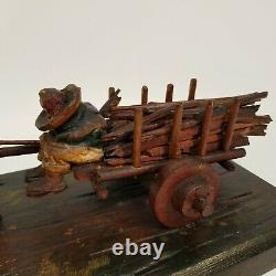 1853 Antique Handmade Folk Art Primitive Carved Wood Mexican Oxcart