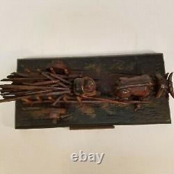 1853 Antique Handmade Folk Art Primitive Carved Wood Mexican Oxcart