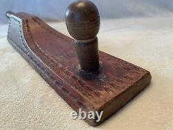 1892 Pennsylvania Carved Wood Bed Feather Smoother RED PAINT FOLK ART AAFA