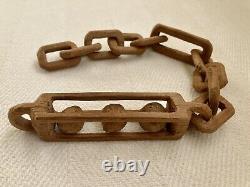 #18 Vintage Folk Art Carved Wood Chain Whimsy with Balls in Cage 13 Down Fr. $225