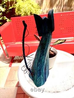 18 Whimsical Folk Art Carved Cat From Tree Trunk Wood Wire