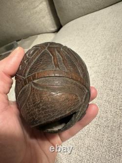 18th/19th c. Carved Coconut Folk Art Spanish Colonial Mexican Republic Bank Face