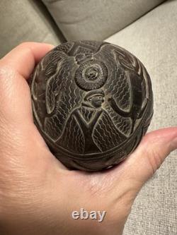 18th/19th c. Carved Coconut Folk Art Spanish Colonial Mexican Republic Bank Face