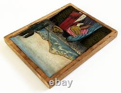 1930s 40s MEXICAN FOLK ART CARVED RELIEF WOOD CAMPESINO FAMILY WALL PLAQUE PANEL