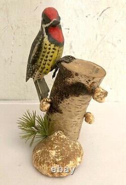 1940's Folk Art Wood Carving Yellow Bellied Sapsucker