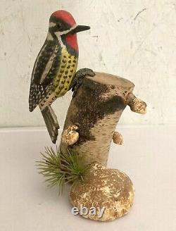 1940's Folk Art Wood Carving Yellow Bellied Sapsucker