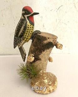 1940's Folk Art Wood Carving Yellow Bellied Sapsucker