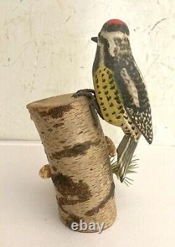 1940's Folk Art Wood Carving Yellow Bellied Sapsucker