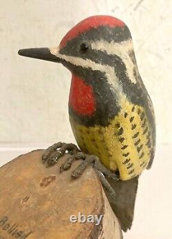 1940's Folk Art Wood Carving Yellow Bellied Sapsucker