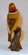 1947 Hand Carved And Painted Signed Wooden Bird Figure On Tree Stump Kyoto Japan