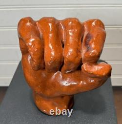 1960's Folk Art Hand Fist Sculpture Carved Symbol Power Strength