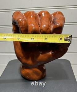 1960's Folk Art Hand Fist Sculpture Carved Symbol Power Strength
