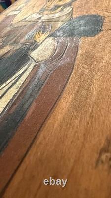 1971 Edmund L Navrot St Peter Hand Carved Painted Wood Folk Art Santa Fe Signed
