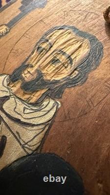 1971 Edmund L Navrot St Peter Hand Carved Painted Wood Folk Art Santa Fe Signed