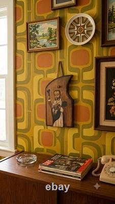 1971 Edmund L Navrot St Peter Hand Carved Painted Wood Folk Art Santa Fe Signed