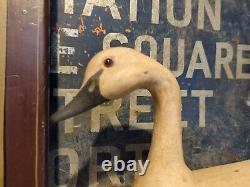 1980s Signed Whistling Swan Duck Decoy Folk Art Americana Carving