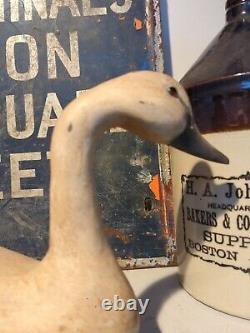 1980s Signed Whistling Swan Duck Decoy Folk Art Americana Carving