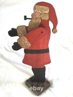 1983 Nancy Thomas Hand Carved Painted Wood Folk Art Santa Claus Christmas