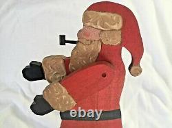 1983 Nancy Thomas Hand Carved Painted Wood Folk Art Santa Claus Christmas