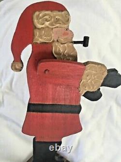 1983 Nancy Thomas Hand Carved Painted Wood Folk Art Santa Claus Christmas