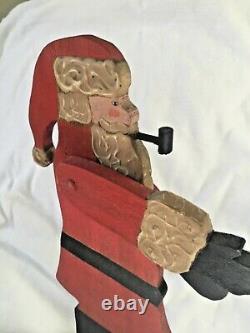 1983 Nancy Thomas Hand Carved Painted Wood Folk Art Santa Claus Christmas