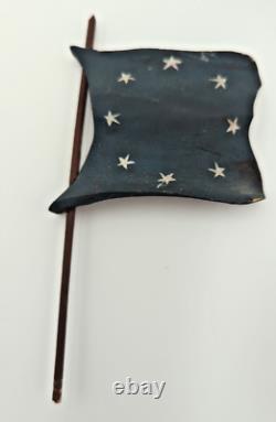 1987 Hand Carved American Folk Art Cat in Boat with Flag by Paige & Larry Koosed