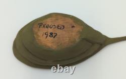 1987 Hand Carved American Folk Art Cat in Boat with Flag by Paige & Larry Koosed