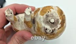 1987 Hand Carved American Folk Art Cat in Boat with Flag by Paige & Larry Koosed