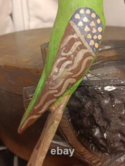 19t C. Folk Art PA. German Hand Carved Birds In Nest WithPatriotic Colors Amazing