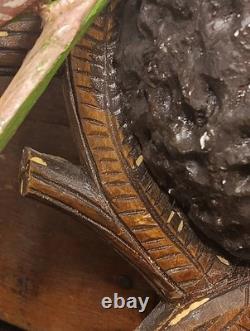 19t C. Folk Art PA. German Hand Carved Birds In Nest WithPatriotic Colors Amazing