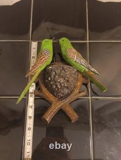19t C. Folk Art PA. German Hand Carved Birds In Nest WithPatriotic Colors Amazing