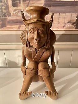 19th-C Folk Art Wood Carving Carved Renaissance Jester Natural Patina 14