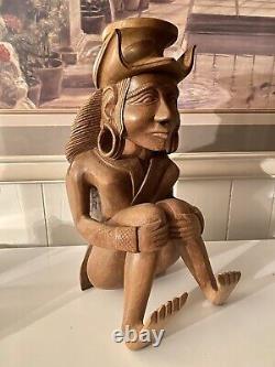 19th-C Folk Art Wood Carving Carved Renaissance Jester Natural Patina 14