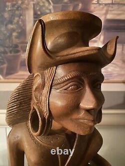 19th-C Folk Art Wood Carving Carved Renaissance Jester Natural Patina 14