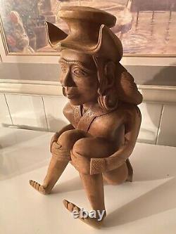 19th-C Folk Art Wood Carving Carved Renaissance Jester Natural Patina 14