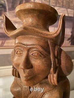 19th-C Folk Art Wood Carving Carved Renaissance Jester Natural Patina 14