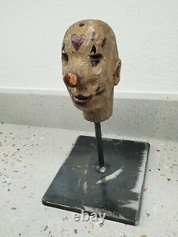 19th Century Folk Art Carved and Painted Puppet Head