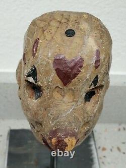 19th Century Folk Art Carved and Painted Puppet Head