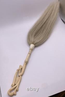 19th Century Folk Art European Carved Fly Whisk-Openwork Handle