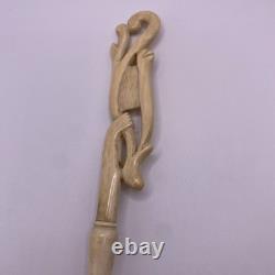19th Century Folk Art European Carved Fly Whisk-Openwork Handle