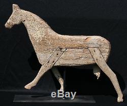 19th Century Folk Art Painted Carved Wood Full Bodied Running Horse Weathervane